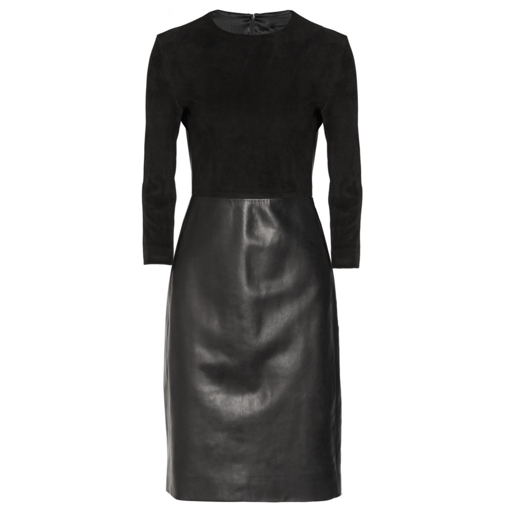 THE ROW Frehnah Suede Leather Long Sleeve Dress 8 - Picture 2 of 7